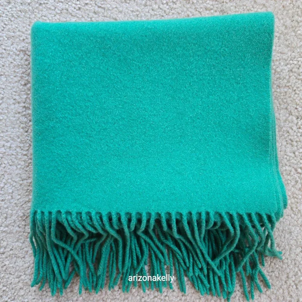 Cashmere Fringe Scarf Kelly Green Thick Soft